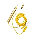 Leloco Stromprüfer Stift, Spannungsprüfer Kfz mit 250cm Kabel, 6-24V Auto- und Motorrad-Tester, Diagnosewerkzeug mit Federklemme