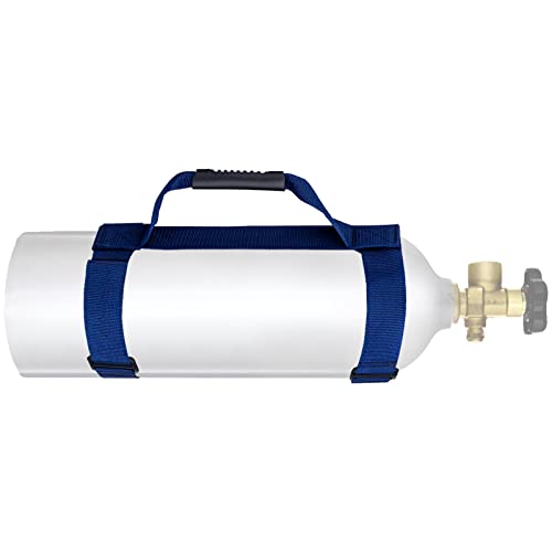 Dawitrly Dive Tank Carrier, Heavy Duty Webbing Scuba Air Tank Band Adjustable Cylinder Holder Carrying Strap with Comfort Handle (Blue)
