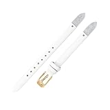 ROUHO Cinturino di Ricambio a Vite, Bracciale Donna in Vera Pelle per Fossil Virginia ES3861 ES3269 ES3284 ES3282 ES3405 ES3921-Bianco + Oro Fibbia