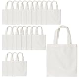 YIXNSW 20 Stück Baumwolltasche zum Bemalen, 24 x 26cm Naturfarben Stofftaschen, Jutebeutel mit Henkel für Einkauf, Aufnahme