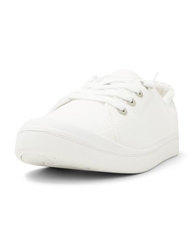 Roxy Women's Bayshore Canvas Slip-on Sneaker, White, 8