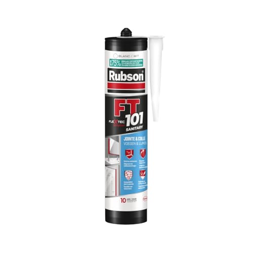 Rubson FT 101 Sanitaire Blanc, Mastic polymère haute qualité pour étanchéité et collage,...