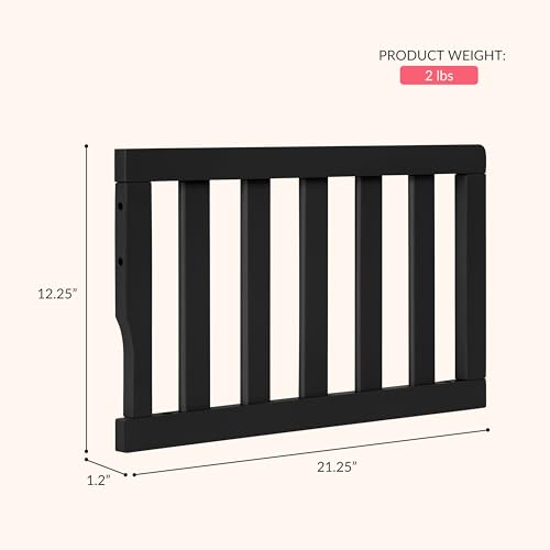 Image of Dream On Me Toddler Guard Rail for Convertible Crib, Solid Wood Bed Rail for Toddler Bed Conversion, Matte Black Vintage