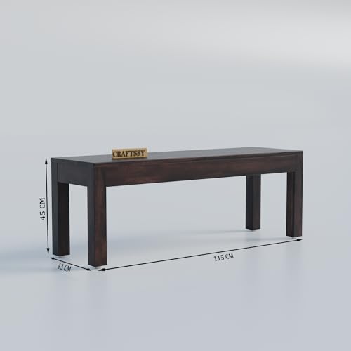 Image of 57 Inch Length Solid Sheesham Wood 6 Seater Dining Table Set | Six Seater Dinner Table with 4 High Chairs & 1 Bench | Dinning Table Set 6 Seater For Living Room | Table & Chair, Walnut Finish
