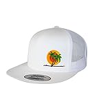 NICERIDE The Cledus - Classic Palm Embroidered Logo Snapback Trucker Hat, Premium Mesh Back Adjustable Baseball Cap for Men, High-Profile Flat Bill Design, Hand Wash (White)