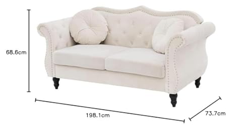 Image of Modern Classic 3+2= 5 Seater Sofa Set Couch Fabric & Valvet Tufted Chesterfield Sofa Living Room and Office (Beige 3+2) | Premium Material