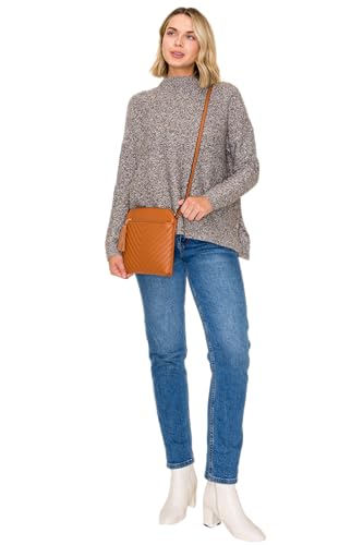 Image of FashionPuzzle Chevron Quilted Medium Crossbody Bag with Tassel Accent