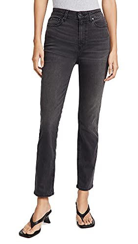 PAIGE Women's Flaunt Accent Ultra High Rise Straight Leg Jean
