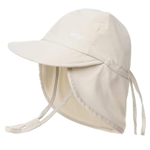 FURTALK Baby Sun Hat with Neck Flap UPF 50+ Adjustable Baby Boys Girls Summer Beach Hat for Traveling Swim Hat Beige