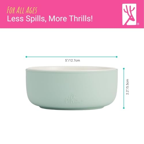 Elk and Friends Kids Porcelain Bowls with Silicone Suction Sleeves | Suitable for Babies/Toddlers | Microwave & Dishwasher Safe | Stay Put Dinnerware | Snack Dishes | 2 Pack