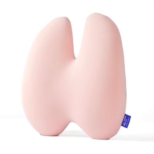 Image of Cushion Lab Extra Dense Lumbar Pillow - Patented Ergonomic Multi-Region Firm Back Support for Lower Back Pain Relief - Lumbar Support Cushion w /Strap for Office Chair, Car, Sofa, Plane (Light Pink)