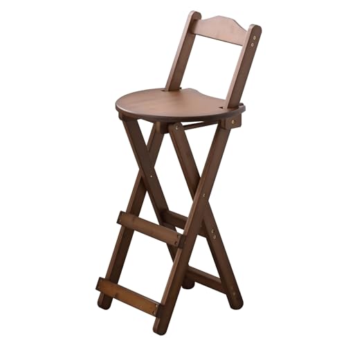 Silla de Taburete Plegable de bambú con Respaldo y Silla de bartal portátil para la Cocina de la Cocina en casa Altura de Asiento Ajustable de 61.5 cm/74 cm de Ahorro de Espacio no se Requiere