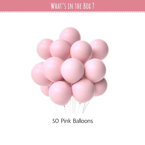 Image of PartyForever Pastel pink Balloon for party decoration, 12 Inch Latex Balloons with Shiny Surface for Birthday, Anniversary, Wedding, Baby Shower Party Decoration In Combo (Pack Of 50, Pastel pink)