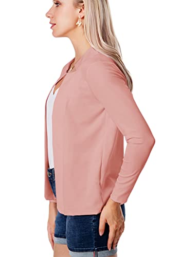 Image of YMING Womens Open Front Work Blazer Business Long Sleeve Jackets Solid Color Office Short Cardigans