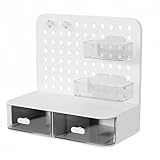 koundeneko 缶バッジ 展示 有孔ボード 引き出し付き ミニ 卓上収納ボックス ミニデスクボード バッジ 宝石 標本 メダル コレクション 収納 保護 ほこり対策 汚れ防止 推し活グッズ 25*23*12.7CM