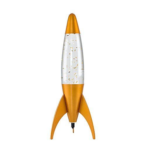 Image of Large Novelty Retro Sensory Motion Rocket Glitter Lamp in a Gold Finish - 50cm