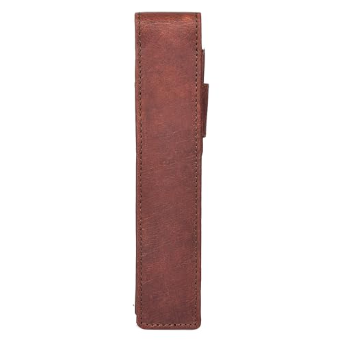 Image of Sassora Premium Genuine Leather Unisex Pen Case (Light Brown)