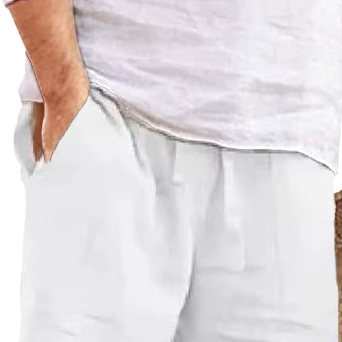 Men's Fashion Classic Fit Drawstring 7 Inch Shorts Solid Color Cotton Short Pants Summer Beach Casual Short4