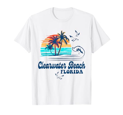 Clearwater Beach FL Sunset 70s Retro T-Shirt