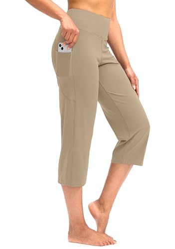 Image of G Gradual Capri Pants for Women High Waist Workout Yoga Pants with Pockets Tummy Control Leggings Crop Straight