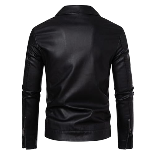 Men's Slim Fit Motorcyle Leather Jacket Casual Zip-Up Windbreaker Jackets Stand Collar Lightweight Bomber Jacket2