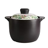 Olla de cerámica antiadherente para horno, olla antiadherente antideformación, no tóxica, con tapa, Compatible con inducción