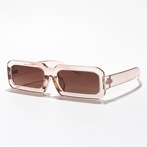 Vintage Small Rectangle Sunglasses for Women Men Retro Fashion Stylish Minimalist Eyewear for Driving Travel Street Style