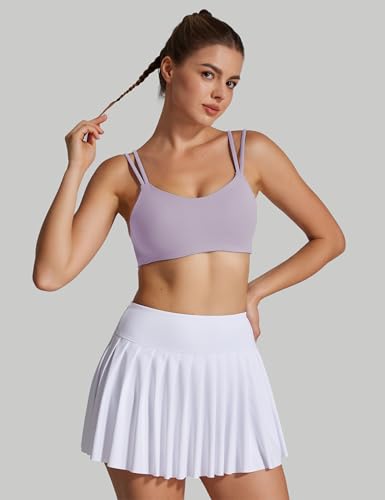 Image of Yoga Sports Workout Bras for Women Seamless Molded Cup Spaghetti Double Strap Bra Wirefree Scoop Neck Tank Top Bras