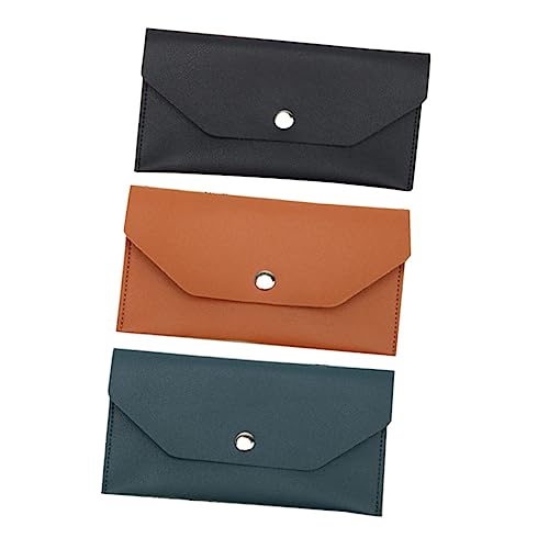 3Pcs Stylish PU Envelope Wallet Lightweight Multi Function Cash Bag Card Holder Practical Storage for Business Cards Cash for Daily Use
