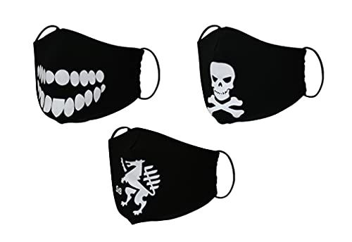 Soltice Maske Schädel Totenkopf Drache, Fashing Kostüm, Halloween Party, Motorradmaske, Freizeit und Sport Maske, Atmungsaktiv, 3 Stück (Totenkopf + Schädelzähne + Drache) Cover