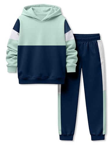 Image of Boys Clothes Long Sleeve Color-blocked Hoodie Top and Pants 2PCS Winter Sweatsuits Fall Boys Outfits 2-8 Years