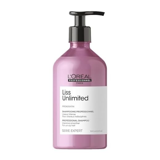 L'Oréal Professionnel, Champú alisador intenso para pelo rebelde y encrespado, Liss Unlimited, SERIE EXPERT, 500ml