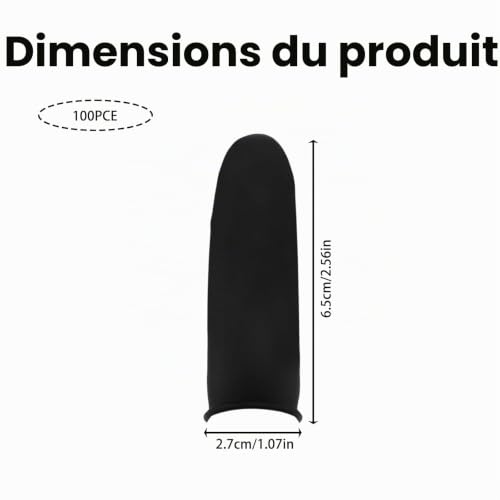 fKiZanthene Lot de 100 protège-doigts noirs en latex naturel pour la manipulation, le nettoyage et les travaux manuels à la maison, à l'atelier ou à l'extérieur – vue 2