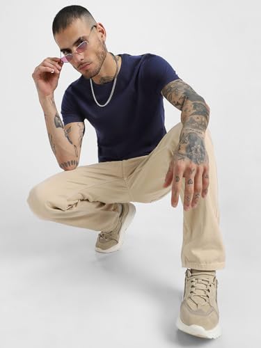 Image of Veirdo Regular Fit Half Sleeves Round Neck Solid Pure Cotton T-Shirt for Men (Available in White, Black, Swan White, Mustard, Maroon, Green, Lilac, Navy, Red Color)