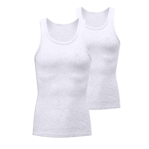 Men's A-Shirt Tank Tops 2 Pack Workout Muscle T-Shirt Guys Casual Wife Beater Shirts Fitness Gym...