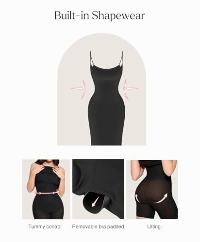 Popilush Maxi Dress Bodycon Dresses for Women Cocktail Spaghetti Strap Shapewear Dress Party Date Night Summer Long3