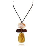 Bocar Long Statement Necklace for Women Bold Modern Geometric Acrylic Pendant Jewelry with Leather Cord for Gifts(NK-10816-Yellow)