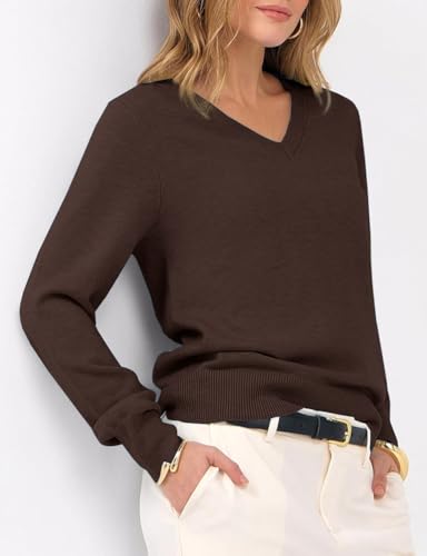 Kinghua Knit Sweater for Women Fall Winter Outfits Casual V Neck Long Sleeve Pullover Knitted Sweaters Tops3