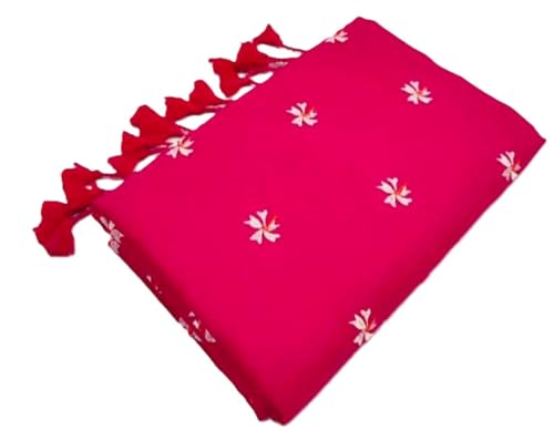 Image of Women's Floral Embroidered Handloom Pure Cotton Saree