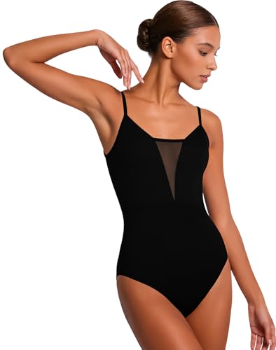 Sanmsoner Women Ballet Leotard Adjustable Mesh Camisole Dance Leotard(259204-06-S)