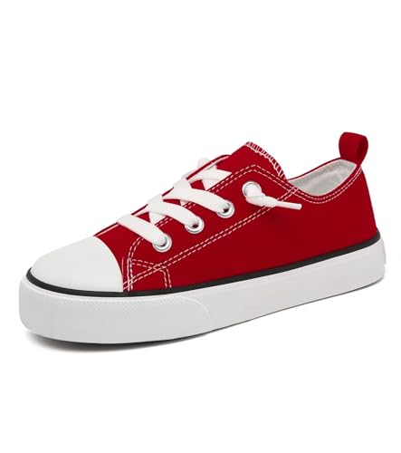 Toddler Little Kid Cushioned Canvas Shoes Slip On Sneakers Soft and Durable Red