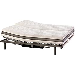 Camas Articuladas Matrimonio ekamia - Cama Articulada Eléctrica Doble Emparejada de Matrimonio con Colchón Hapi - 150cm x 190cm, Mando inalámbrico