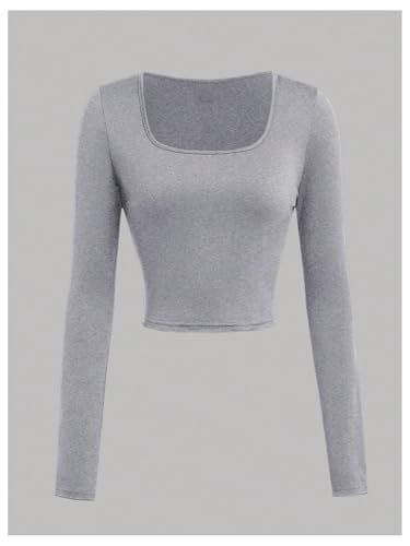 SOLY HUX Girl's 3 Piece Long Sleeve T Shirts Square Neck Basic Slim Fitted Tees Crop Tops4