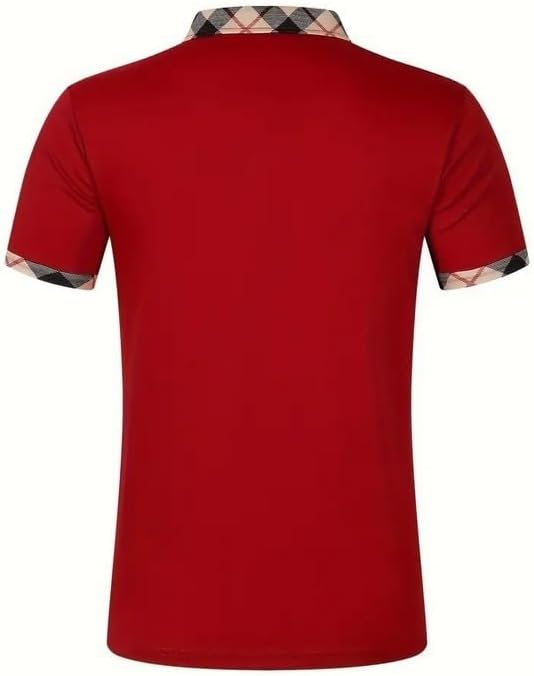 Mens Casual Polo Shirt Classic Buttoned Henley Neck Basic Short Sleeve Fashionable Golf Collar Shirt - Image 6