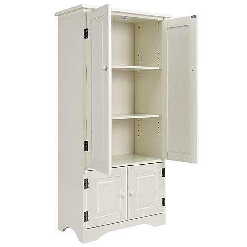 COSTWAY Armoire de Rangement Vintage en MDF avec 2 Étagères Réglables sur 5 Positions et Dispositif Anti-Dumping, 58,5 x 31,5 x 123 cm, pour Salon, Chambre,...