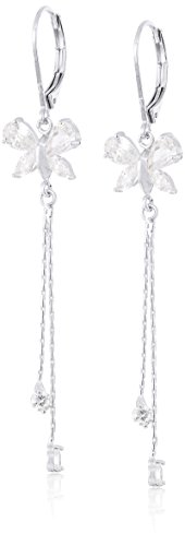 1928 Jewelry Silver-Tone Cubic Zirconia Butterfly Drop Earrings