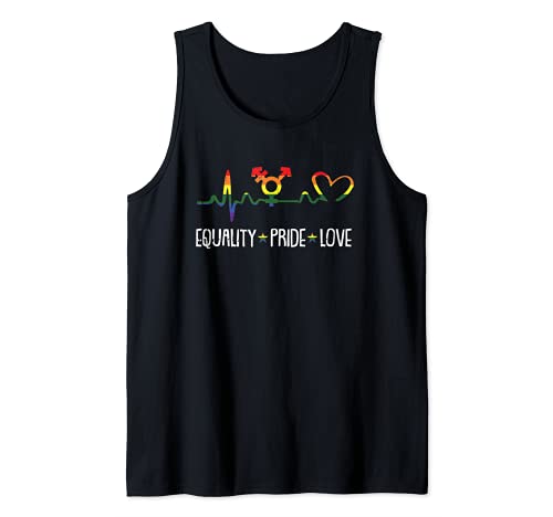 Equality Pride Love Gay Heart Beat Rainbow Flag LGBT-Q Ally Camiseta sin Mangas