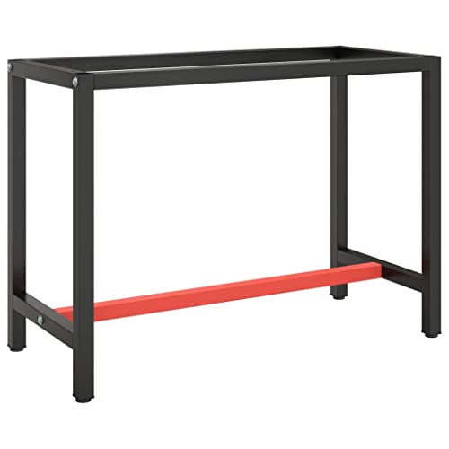 vidaXL Werkbankgestell Packtisch Arbeitstisch Tischgestell Tischfuß Werkbankfuß Werkbank Werkstatt Mattschwarz Mattrot 110x50x79cm Metall