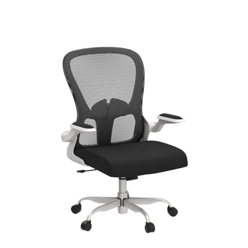 Image of Ergonomic Office Chair, Comfort Swivel Home Office Task Chair, Breathable Mesh Desk Chair, Lumbar Support Computer Chair with Flip-up Arms and Adjustable Height