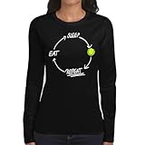 the Fan Tee Camiseta de Adulto de Manga Larga de Mujer Deportes Tennis Regalo Divertido Tenista, Padelista, Deportistas, Pádel 010 M